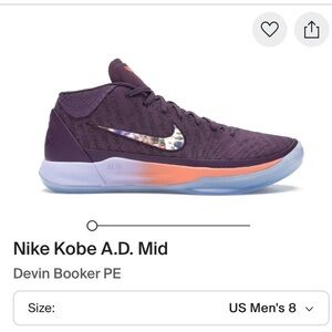 Nike Kobe A.D. Mid Devin Booker PE Purple Basketball Shoes Men’s 8